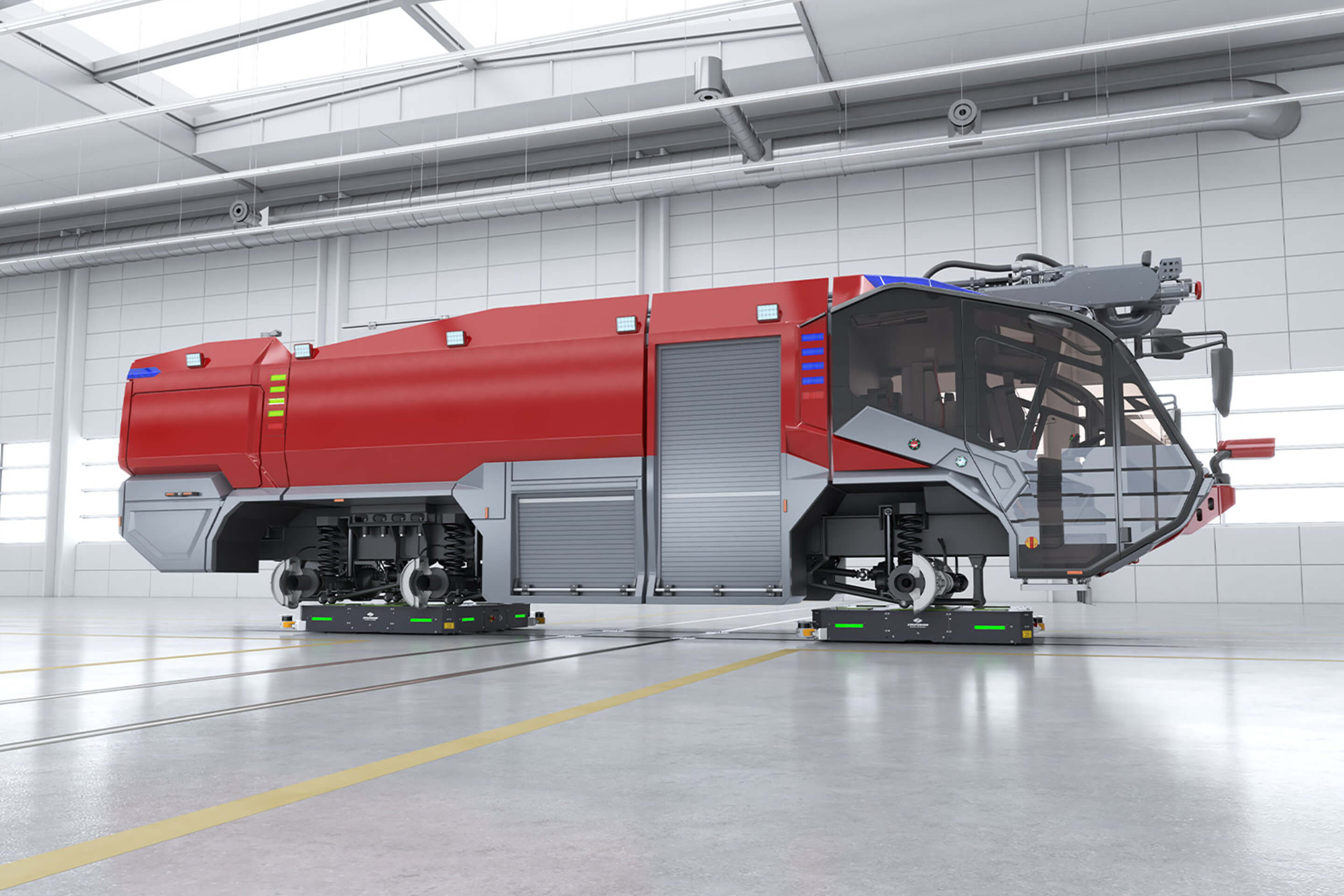 Fahrerlose Transportsysteme FTS für den sicheren Transport von Produkten bis 200 t.